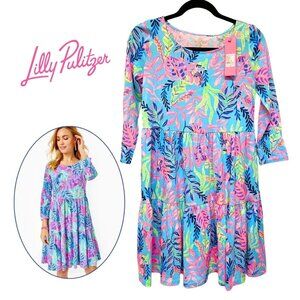 NEW Lilly Pulitzer 100% Cotton GEANNA SWING DRESS Porto Blue You’ve Been Spotted